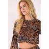 image:imageNasty Gal Mixed Animal Devore Button Through Flared Sleeve TopTan