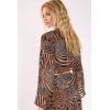 image:imageNasty Gal Mixed Animal Devore Button Through Flared Sleeve TopTan