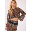 image:imageNasty Gal Mixed Animal Devore Button Through Flared Sleeve TopTan
