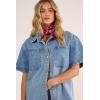 image:imageNasty Gal Womens Denim Short Sleeve Oversized ShirtVintage Wash