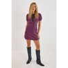 image:imageNasty Gal Velvet Lace Insert Puff Sleeve Mini DressMauve