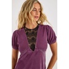 image:imageNasty Gal Velvet Lace Insert Puff Sleeve Mini DressMauve