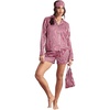 image:imageNasty Gal Satin Stripe Bow Print 6pc Pajama SetPink